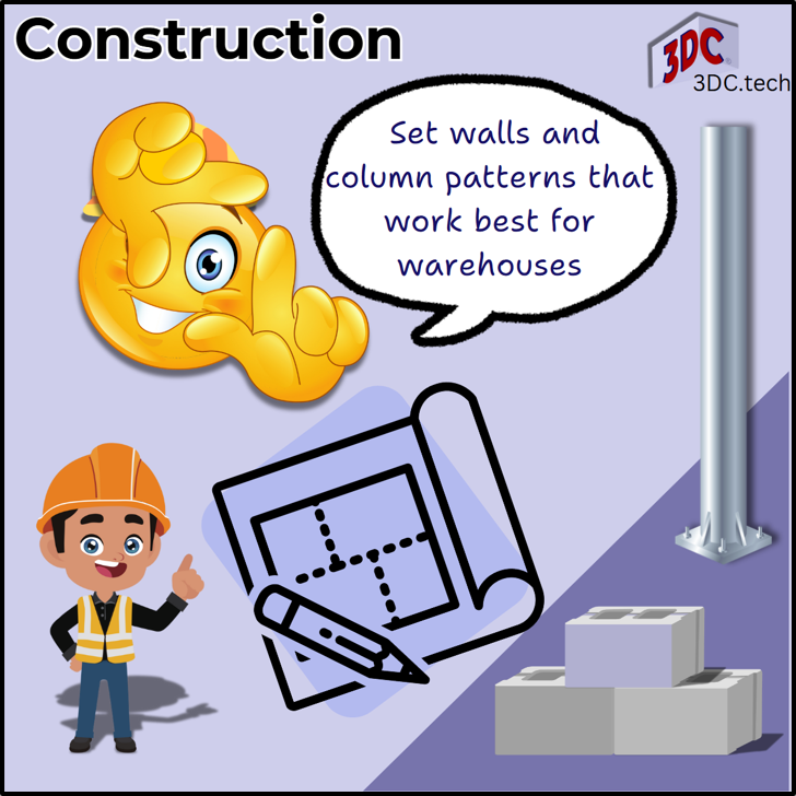 Construction for new warehouses should consider wall heights and column patterns that best work for warehouse storage.