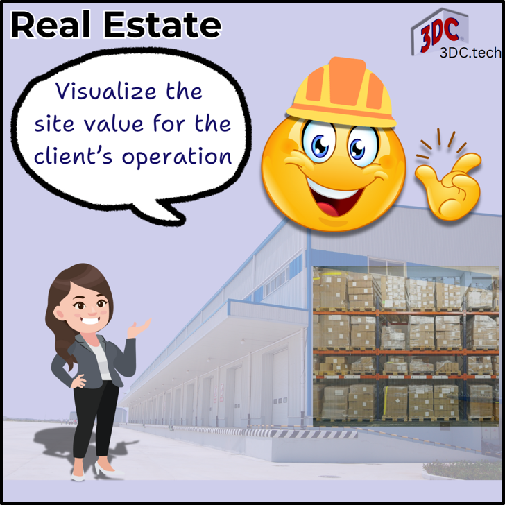 Real Estate agents can go beyond listing documents to help clients visualize how a building would serve as the client's warehouse.